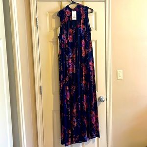 A New Day navy floral floor length dress